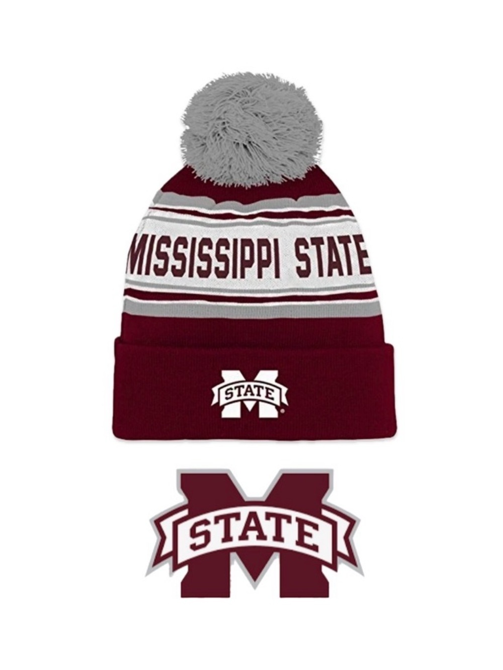 NWT [Gen2] Mississippi State Bulldogs NCAA Cuffed Knit Pom Beanie Hat Youth OS